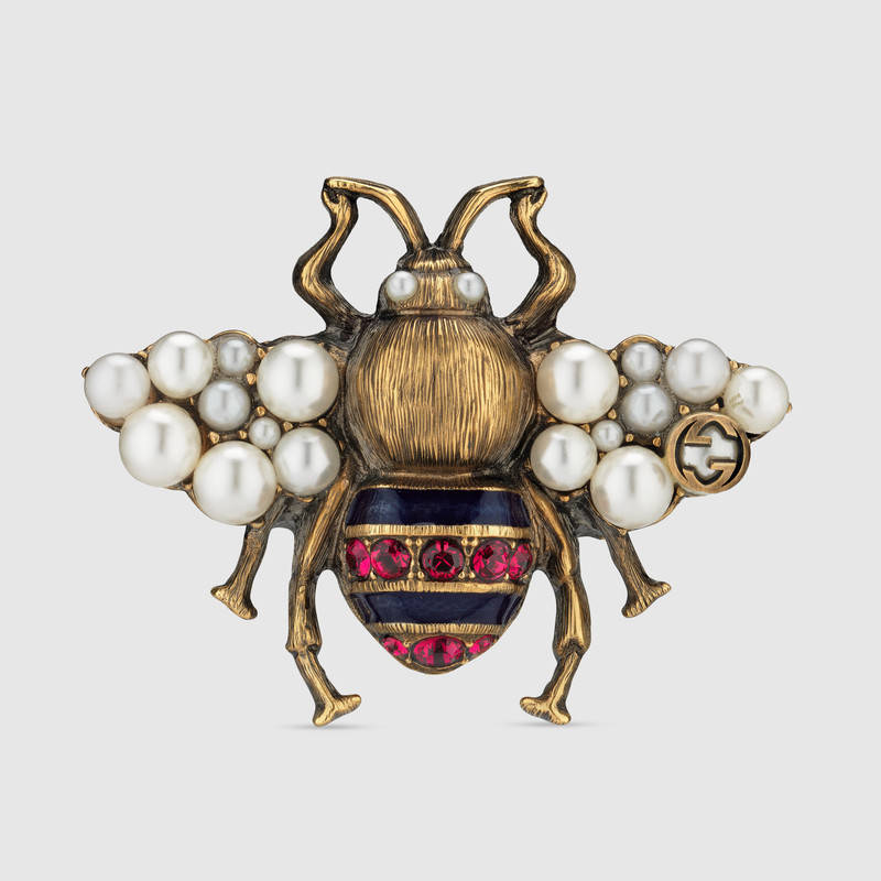 クリスタル＆パール付き ビー（ハチ） リング