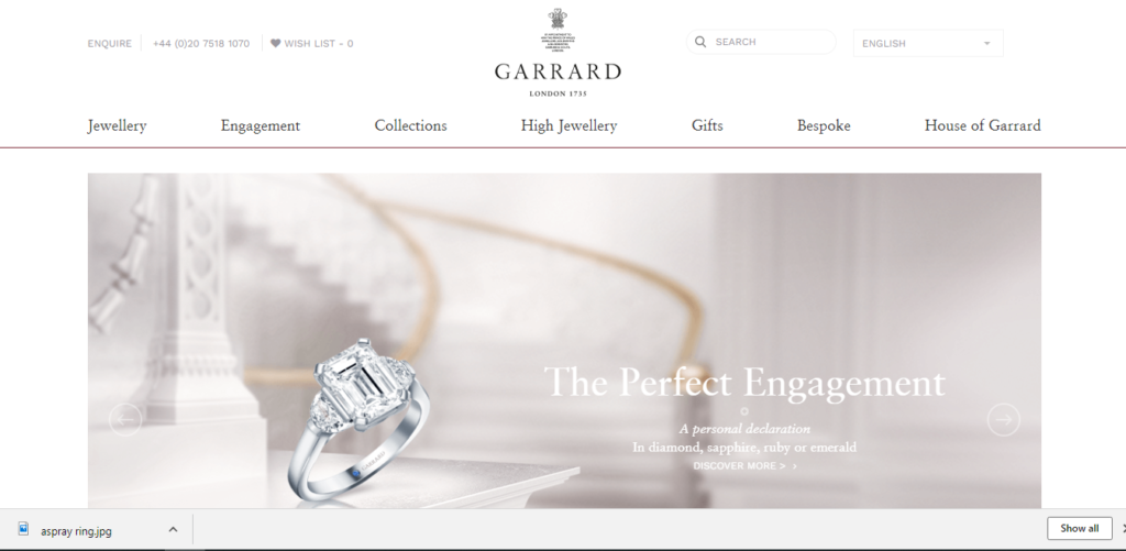 House of Garrard（ハウス・オブ・ガラード）webサイトTOP