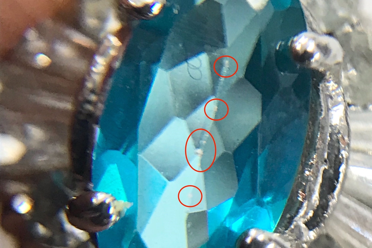 パライバブルートパーズ　リング　コーティング跡