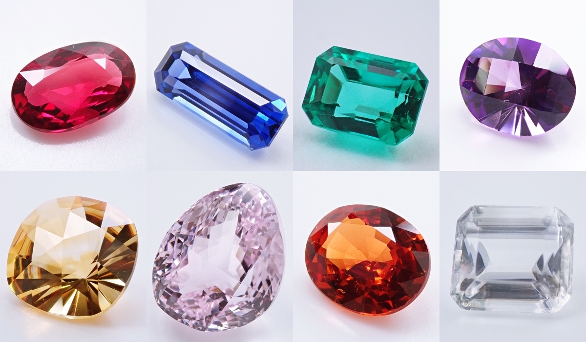 ルビー　サファイア　エメラルド　アメジスト　シトリン　クンツァイト　スペサルティンガーネット　カルサイト