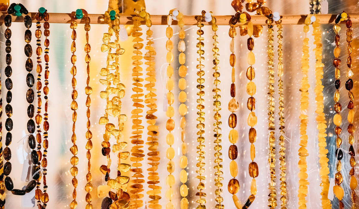 琥珀　ビーズ