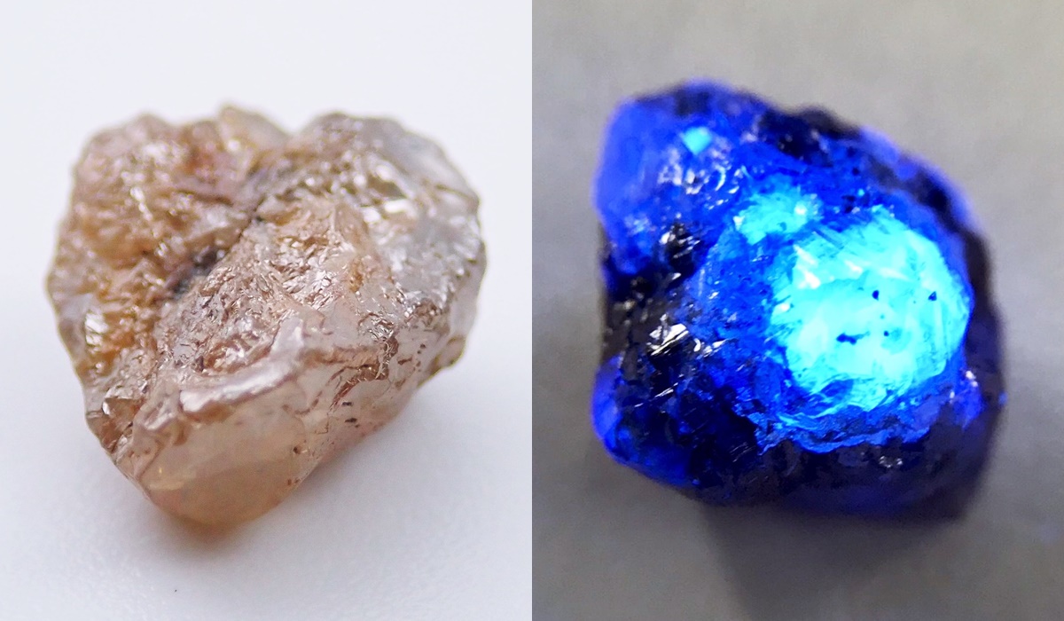 ダイヤモンド　原石　ラフダイヤモンド　蛍光